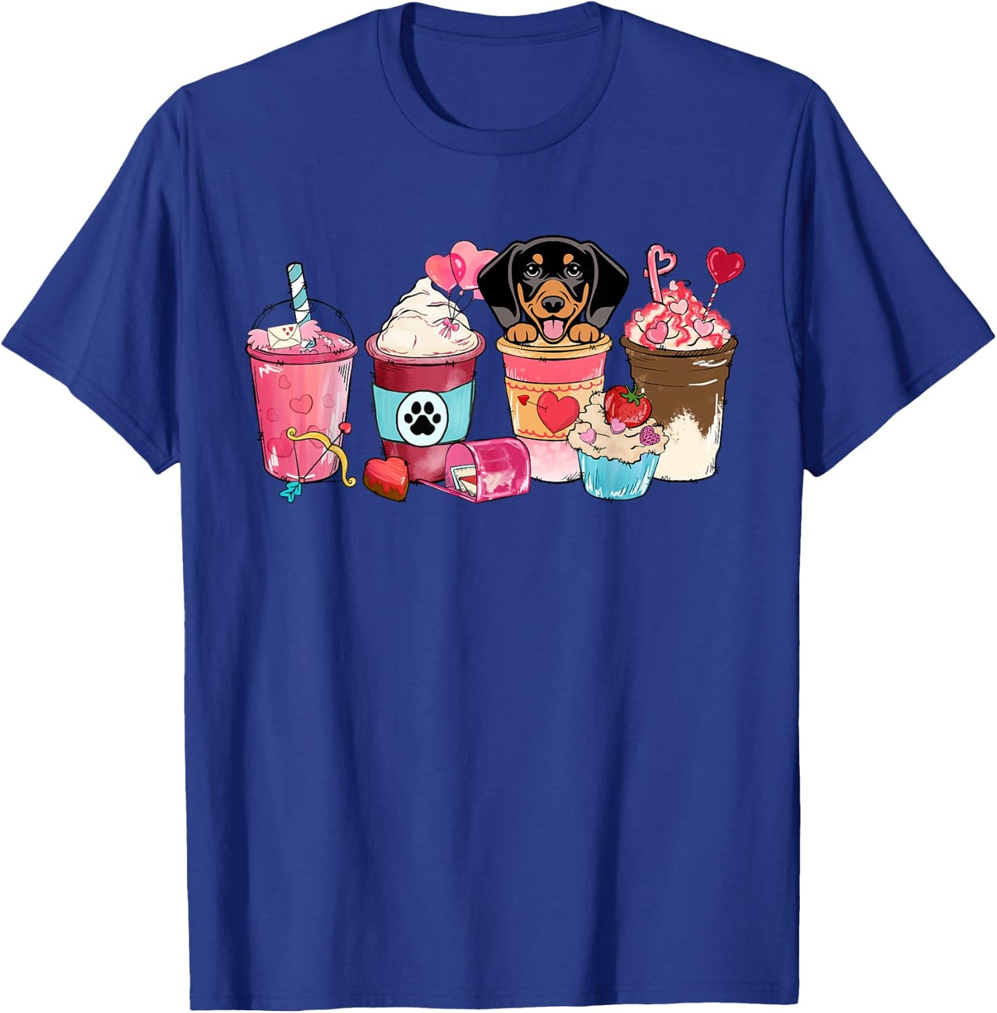 Dachshund Coffee Lover Dog Mom Valentines Day Doxie Weiner T-Shirt - T-Shirt | Royal