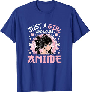 Just A Girl Who Loves Anime Cute Japanese Anime Otaku Women T-Shirt - T-Shirt | Royal