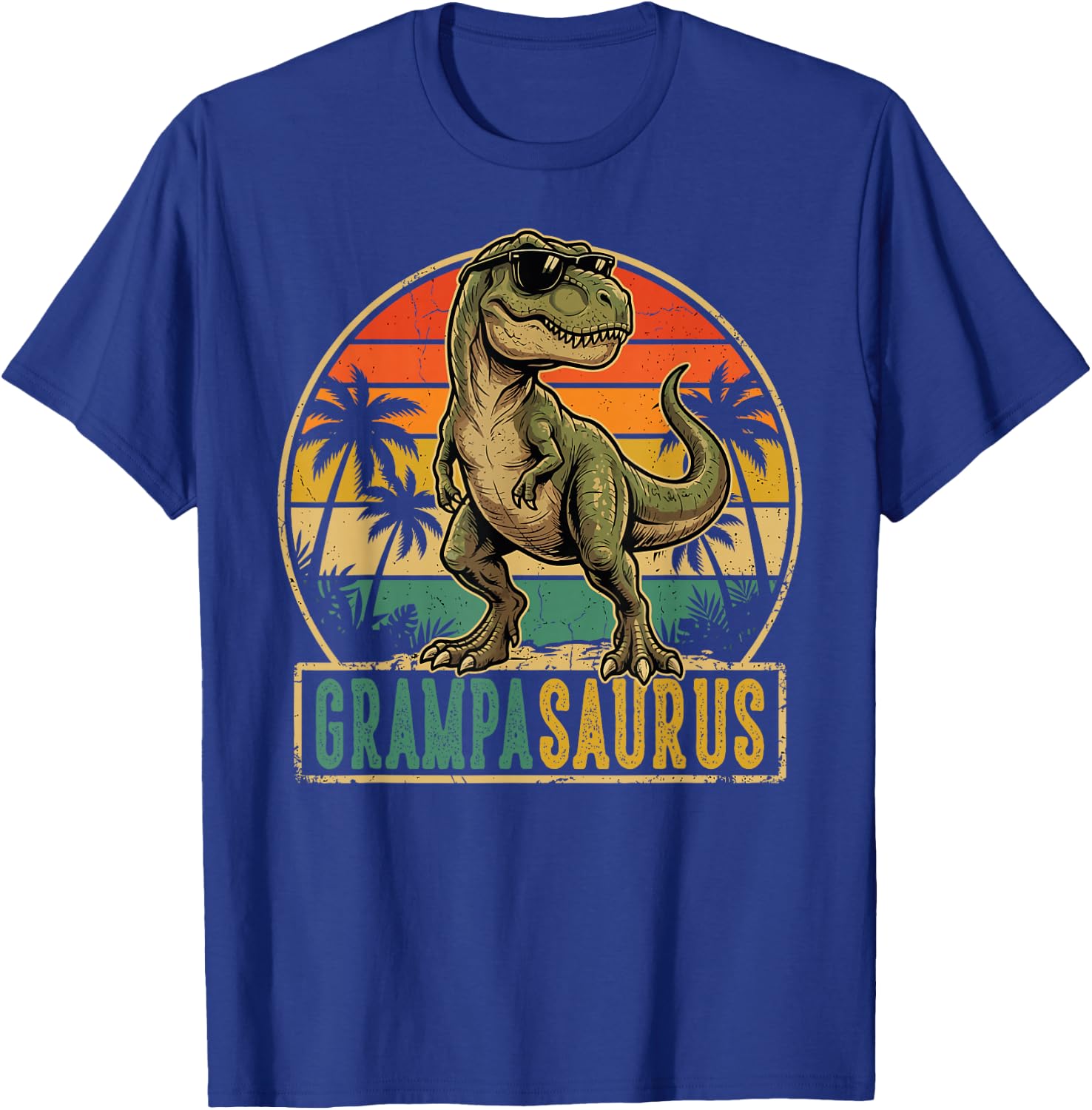 Grampa Saurus Vintage T-Rex Dinosaur Fathers Day T-Shirt - T-Shirt | Royal