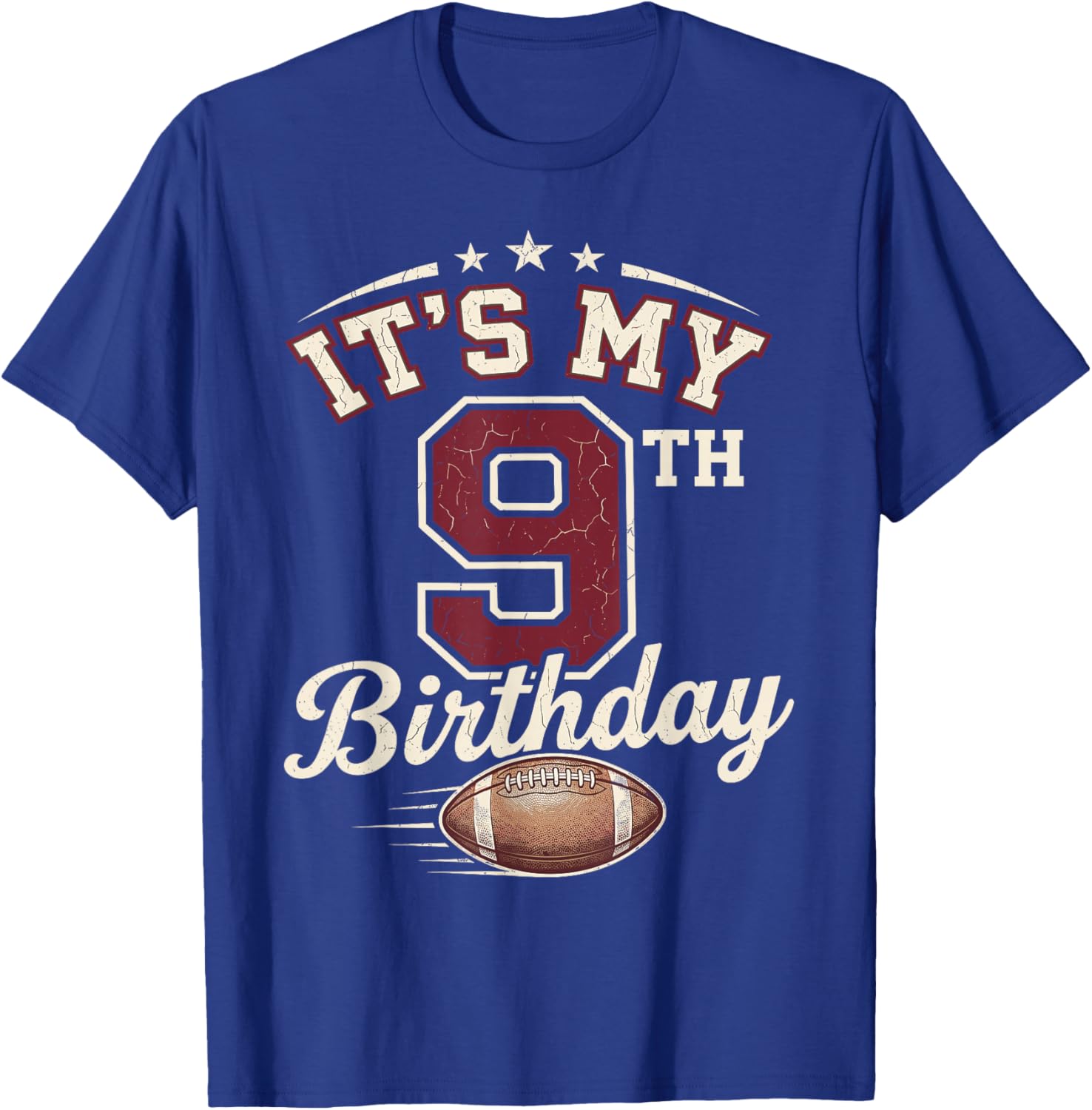 Its My 9th Birthday Football Boys 9 Years Old Birthday T-Shirt - T-Shirt | Royal