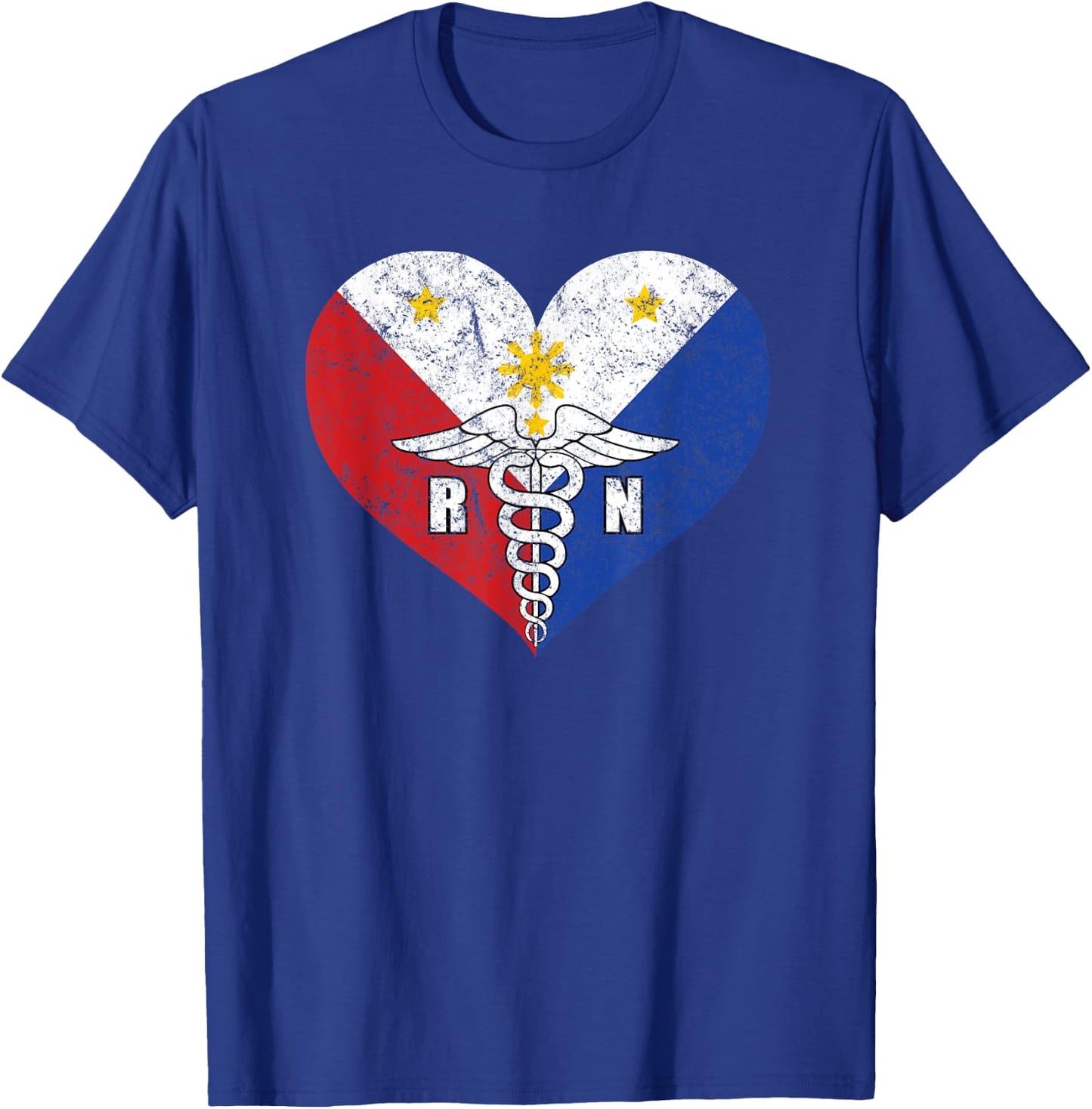 Filipino RN Registered Nurse Love Shirt, Caduceus Gift T-Shirt - T-Shirt | Royal