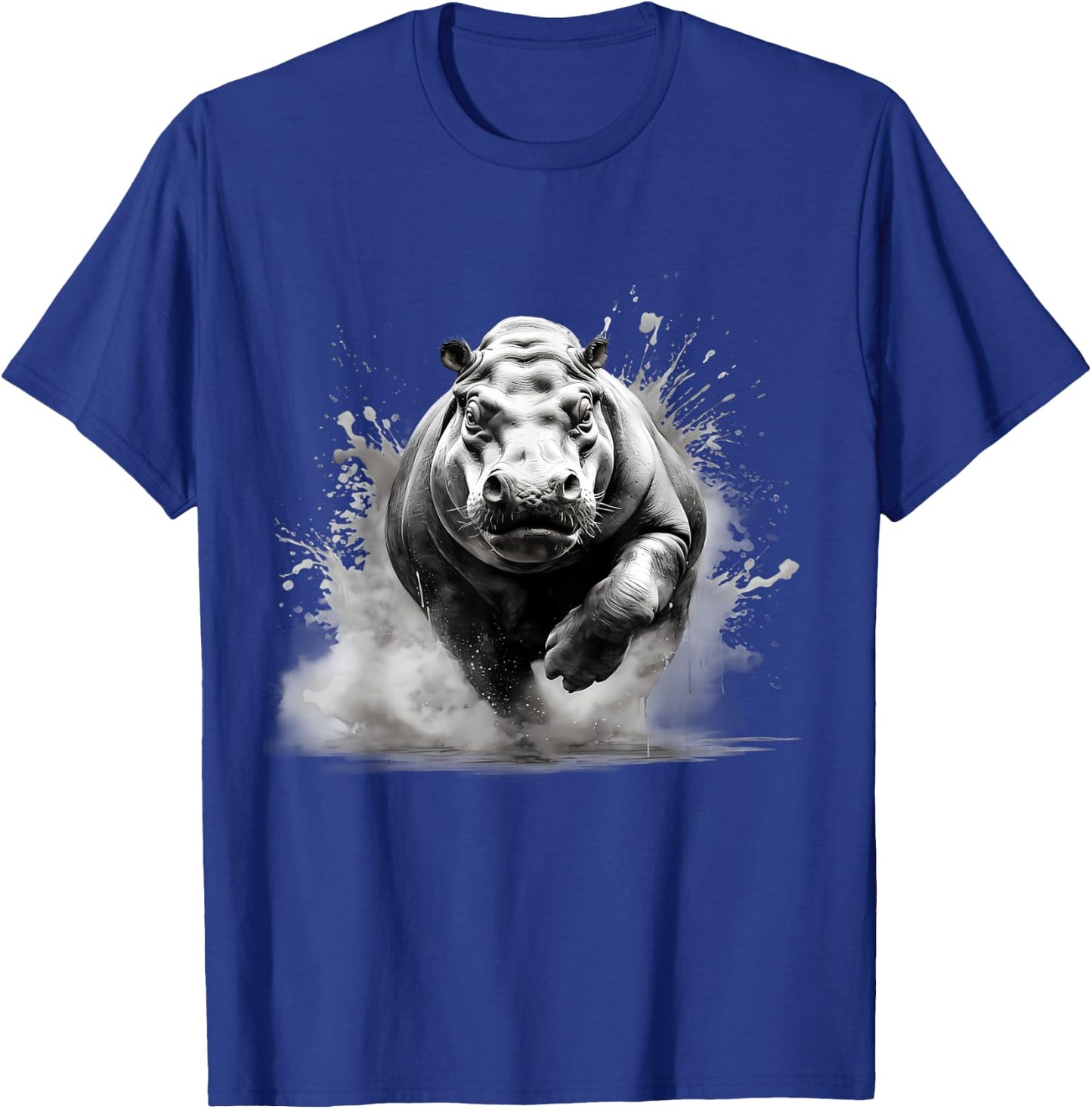 Hippo Portrait Drawing Nature Animal Art Hippopotamus Splash T-Shirt - T-Shirt | Royal
