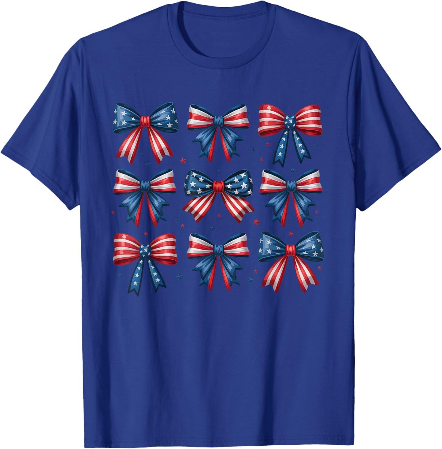 Patriotic Bow Coquette 4th Of July USA Red White And Blue T-Shirt - T-Shirt | Royal