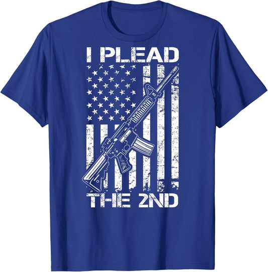 I Plead The 2nd Amendment - AR15 USA Flag Pro Gun (ON BACK) T-Shirt - T-Shirt | Royal