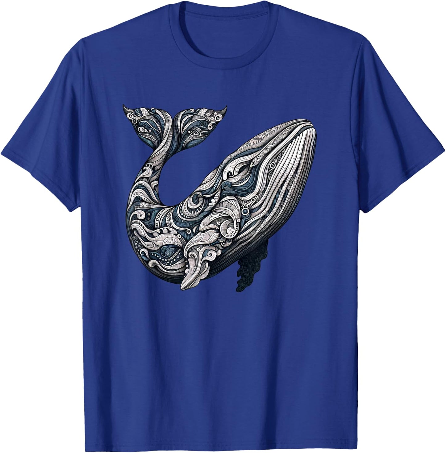 Humpback Whale Doodle | Artistic Ocean Lover Whale T-Shirt - T-Shirt | Royal