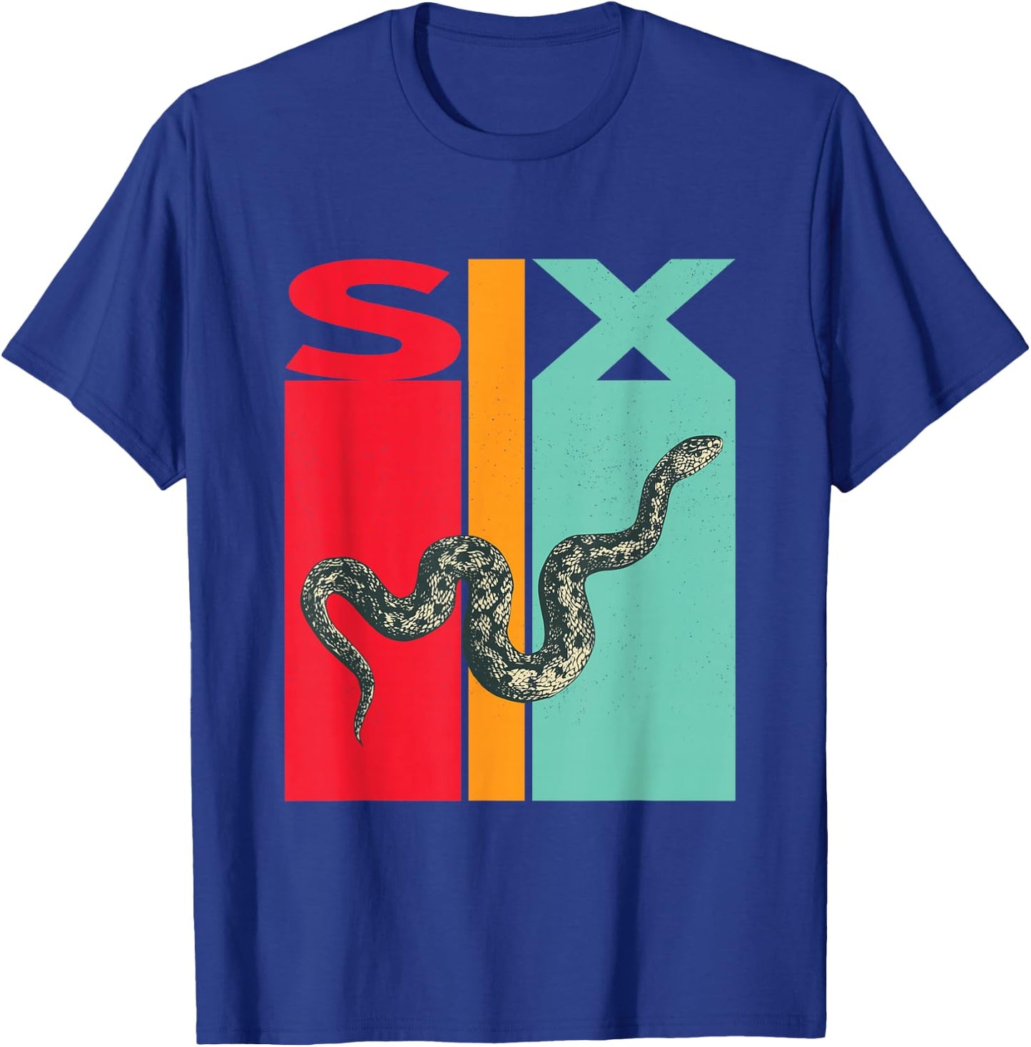 6th Birthday Vintage Snake Pet Reptile 6 Years Old T-Shirt - T-Shirt | Royal