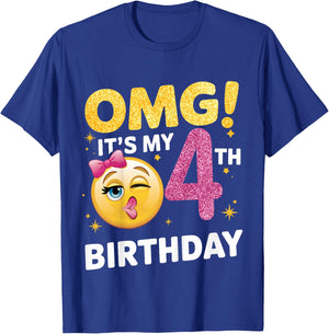 OMG It's My 4th Birthday Girls Gifts 4 Year Old Bday T-Shirt - T-Shirt | Royal
