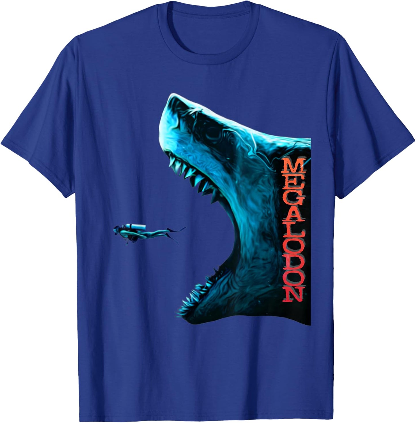Megalodon Primeval Shark Dorsal Fin Teeth Ocean Predator T-Shirt - T-Shirt | Royal