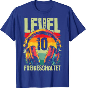 10th Birthday Boys Video Gamer Level 10 Unlocked Boys T-Shirt - T-Shirt | Royal