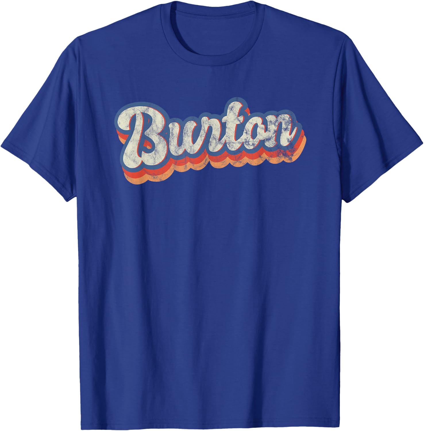 Burton Personalised Name Shirt, Custom Writing 70s , black T-Shirt - T-Shirt | Royal