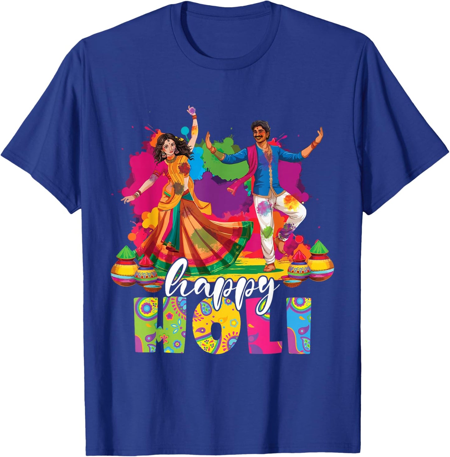 Happy Holi Indian Dancing Spring Holi Festival Of Colors T-Shirt - T-Shirt | Royal