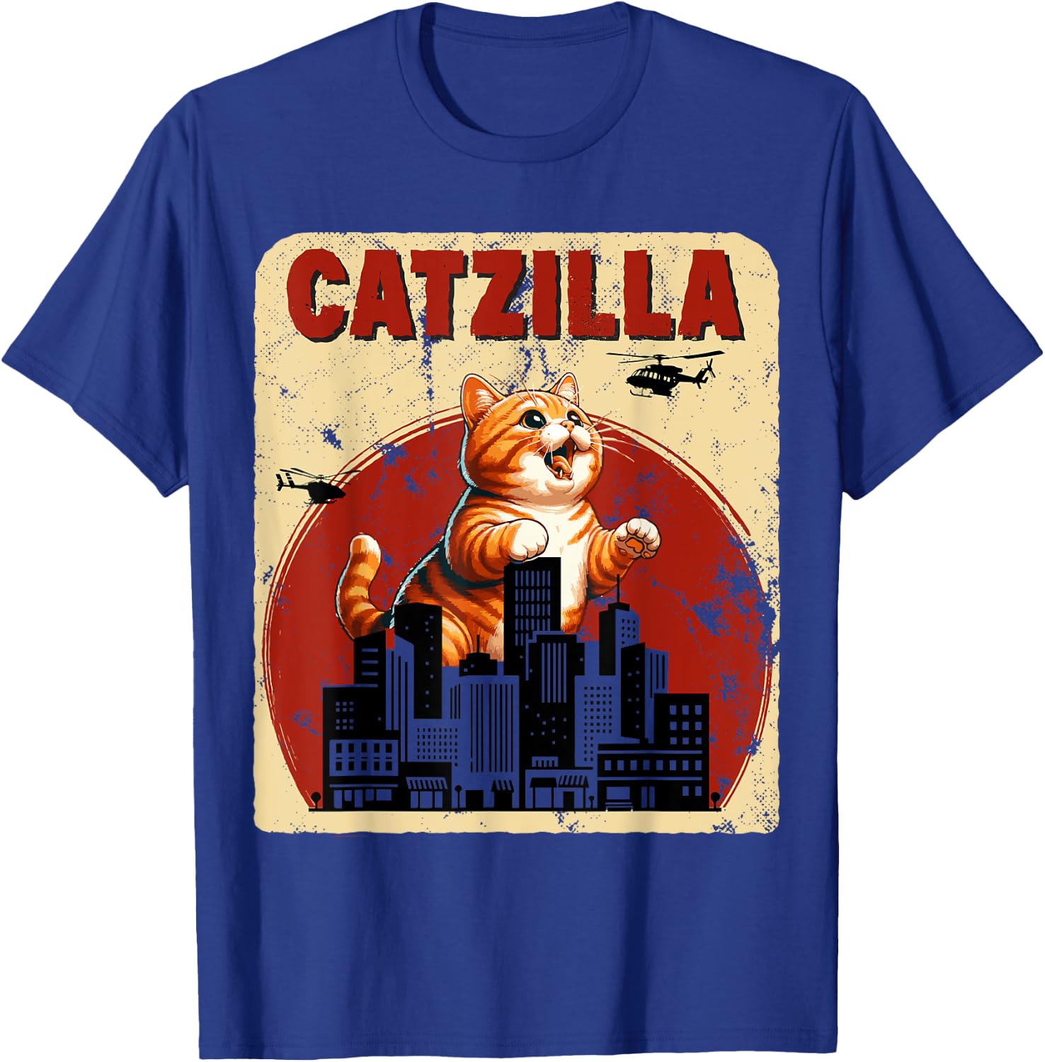 Catzilla Funny Giant Orange Tabby Cute Classic Japanese Film T-Shirt - T-Shirt | Royal