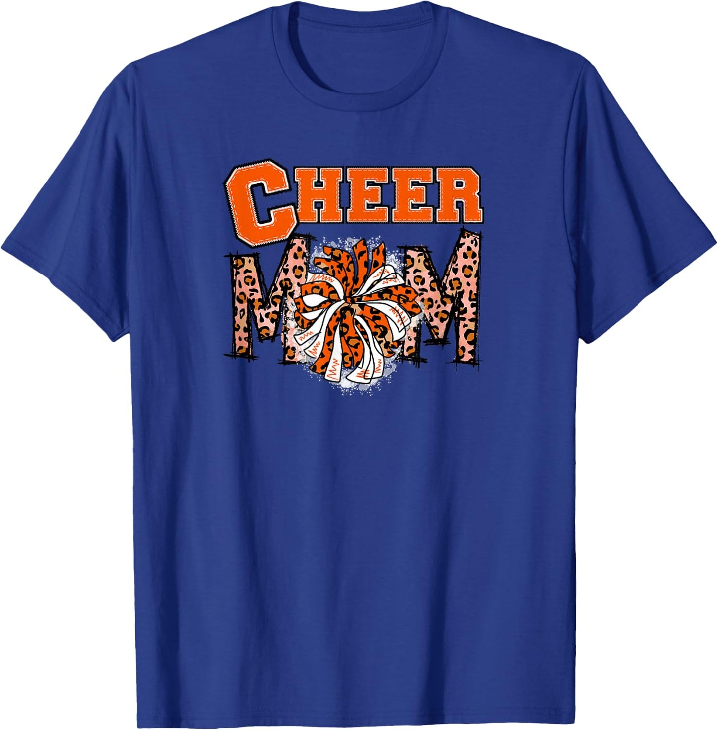 Cheer Mom - Cute Leopard Letters - Orange Team - Cheerleader T-Shirt - T-Shirt | Royal