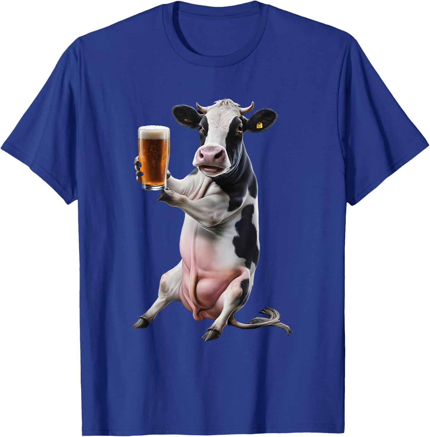 Cow Drinking Beer Realistic T-Shirt - T-Shirt | Royal