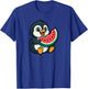 Cute Penguin Eating Watermelon Slice Cartoon T-Shirt - T-Shirt | Royal