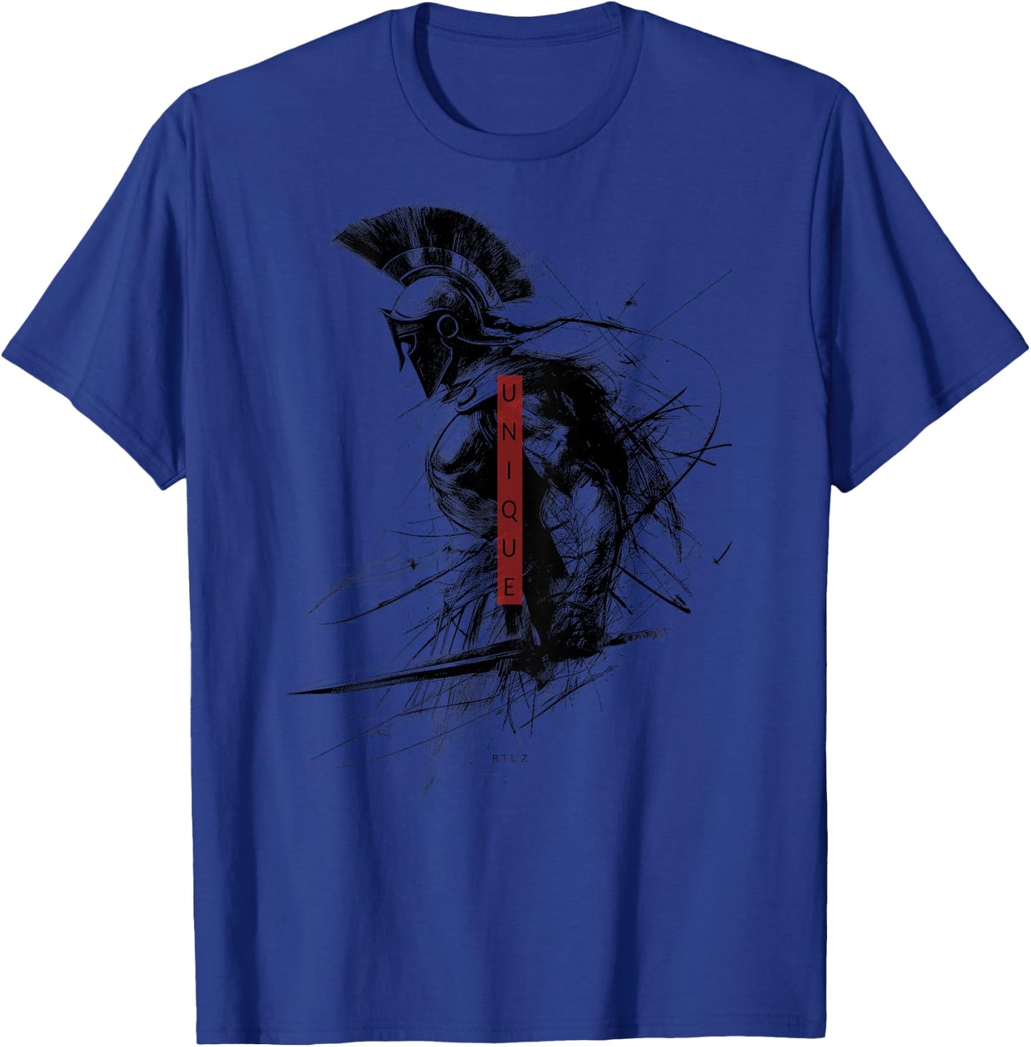 Greek Sparta Helmet Warrior Soldier Backprint Spartan , gray T-Shirt - T-Shirt | Royal