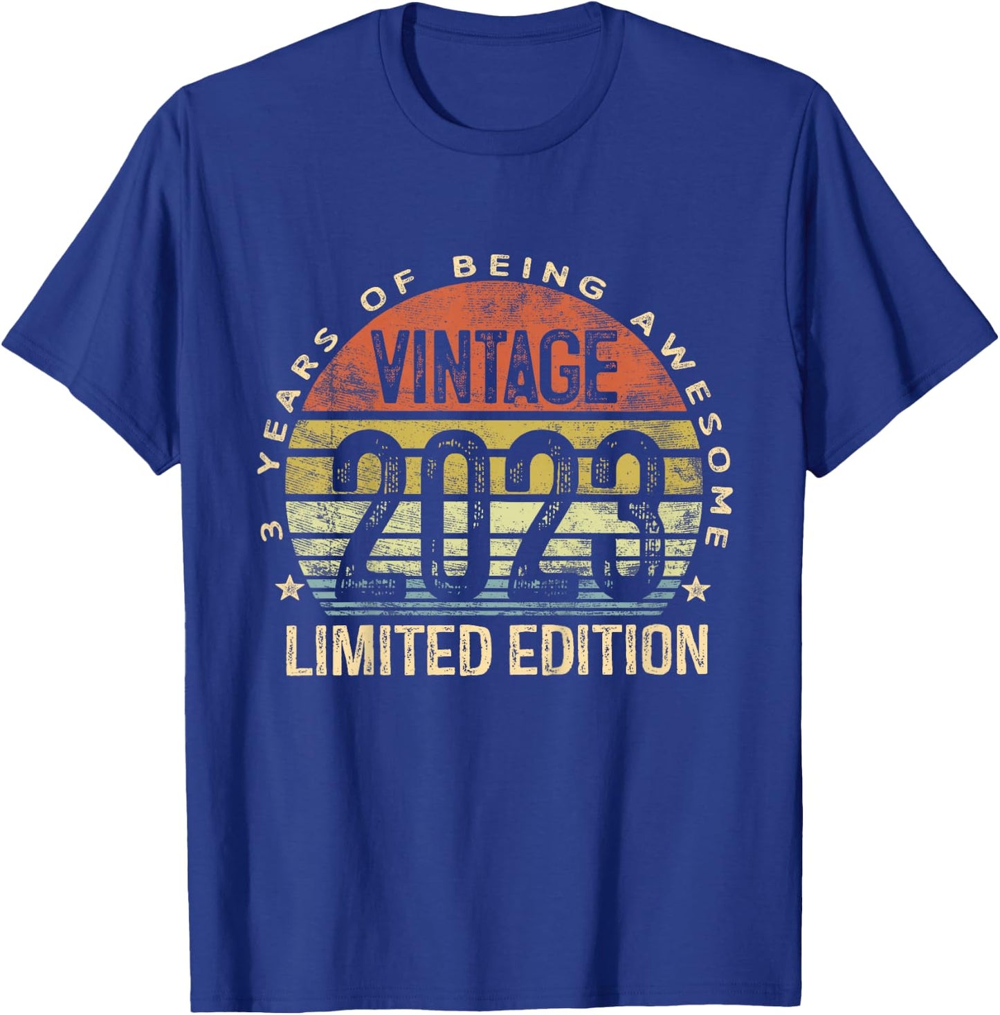 Vintage 2023 Limited Edition 3-Year-Old 3rd Birthday T-Shirt - T-Shirt | Royal