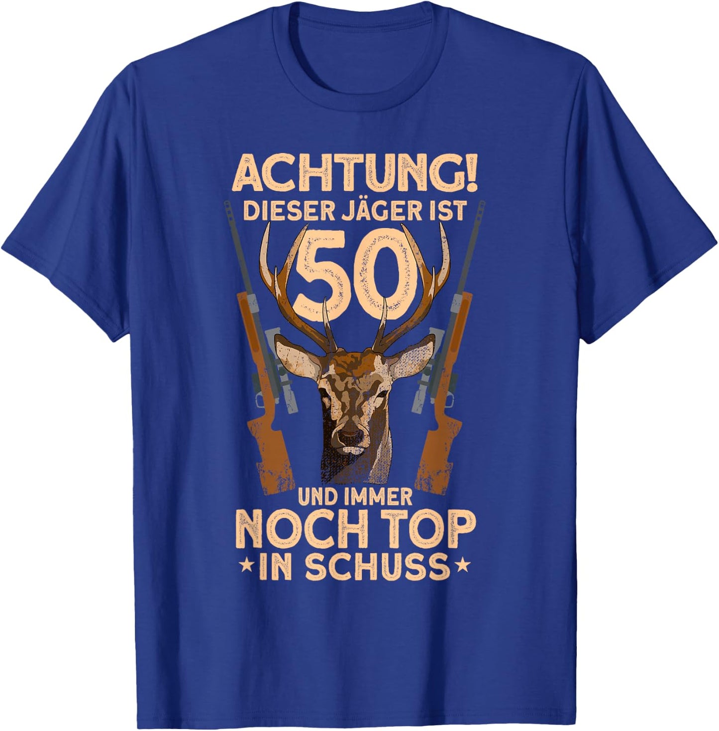 Men's 50 Years Deer Hunter 50th Birthday Hunting , black, s T-Shirt - T-Shirt | Royal