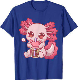 Axolotl Bubble Tea Boba Tea Anime T-Shirt - T-Shirt | Royal