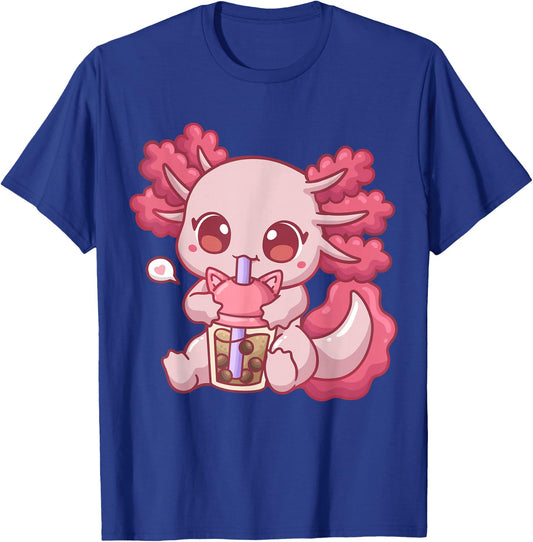 Axolotl Bubble Tea Boba Tea Anime T-Shirt - T-Shirt | Royal