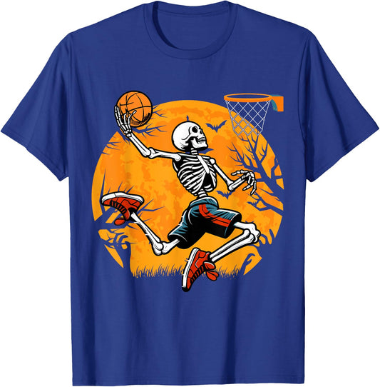 Basketball Skeleton Halloween Spooky Boys Basketball Player T-Shirt - T-Shirt | Royal