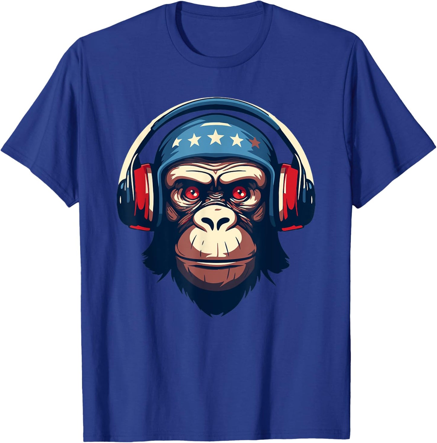 DJ Mad Monkey Ape Chimp Mix Club Music Headphones Dancing T-Shirt - T-Shirt | Royal