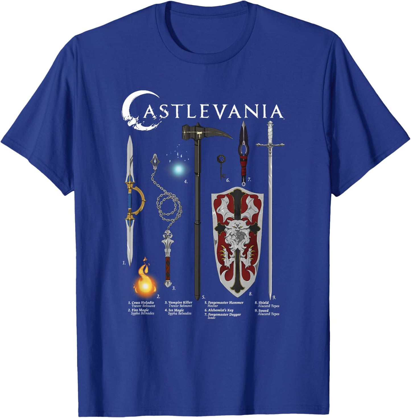 Castlevania Weapons Textbook Poster T-Shirt - T-Shirt | Royal