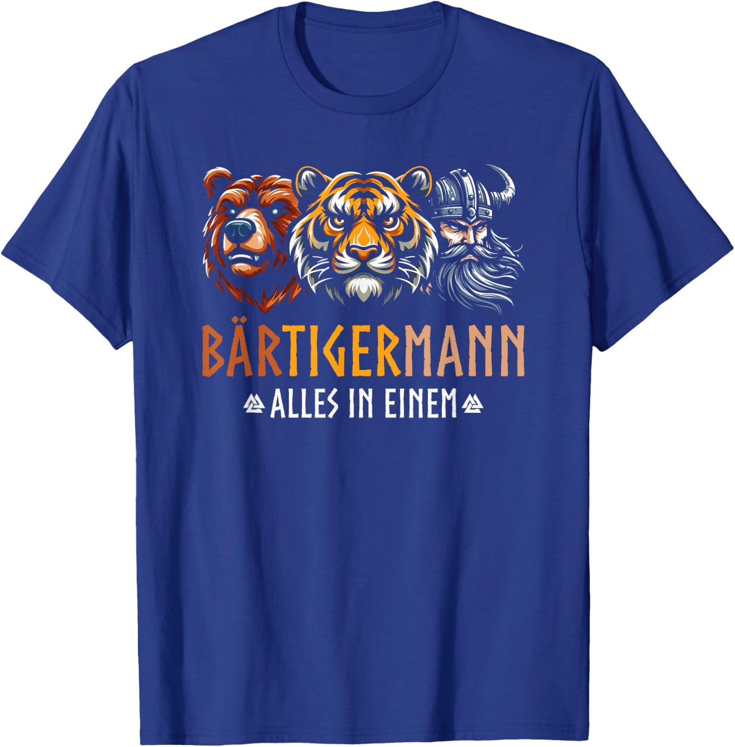 BÄRTIGERMANN Alles In Ein Bear Tiger Man Viking , black T-Shirt - T-Shirt | Royal