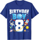 Boys 8th Birthday Astronaut Space Planets Eight Years Old T-Shirt - T-Shirt | Royal