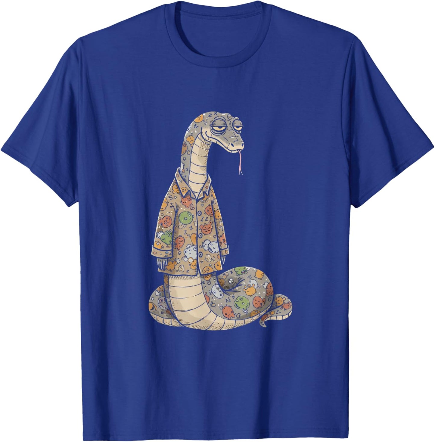 Funny Sleepy Snake Pajama Women Men Kids Boys And Girls T-Shirt - T-Shirt | Royal