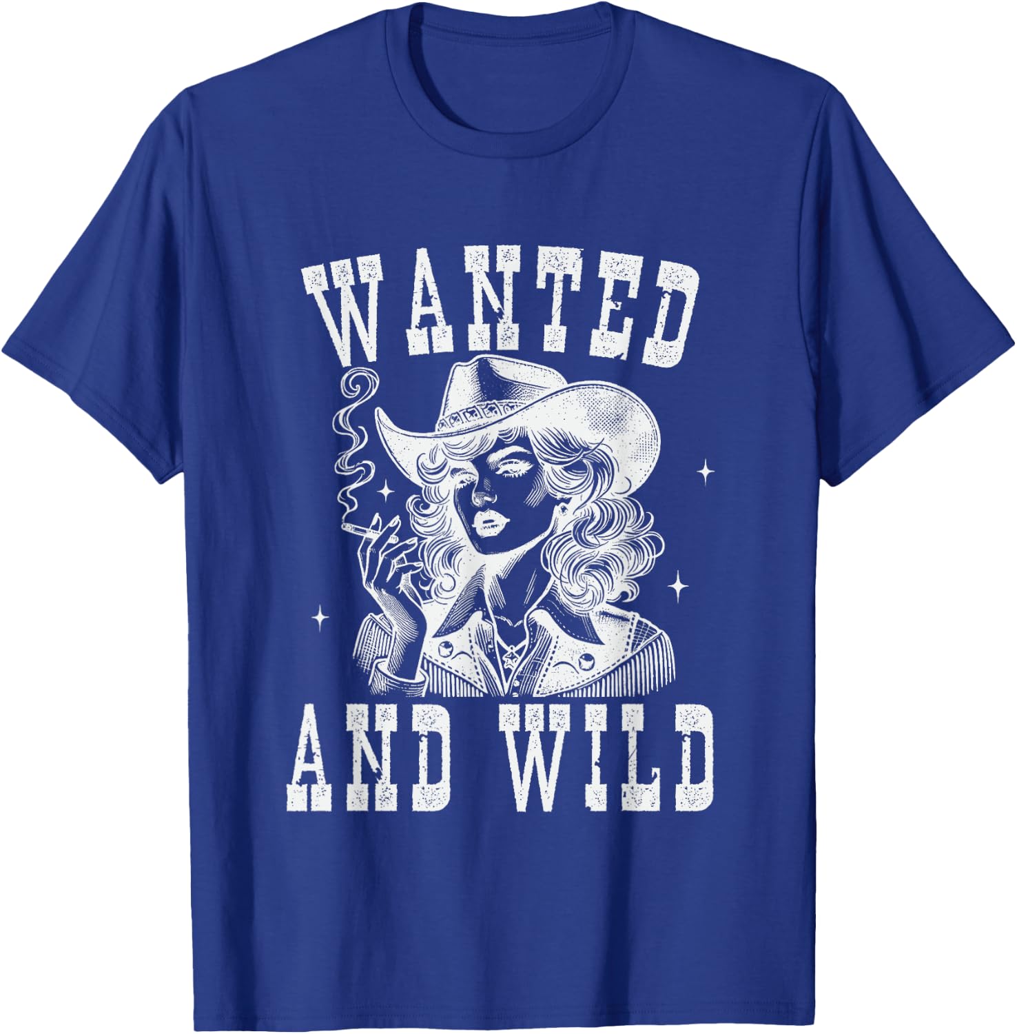 Wanted And Wild Cowboy Lady Illustration T-Shirt - T-Shirt | Royal