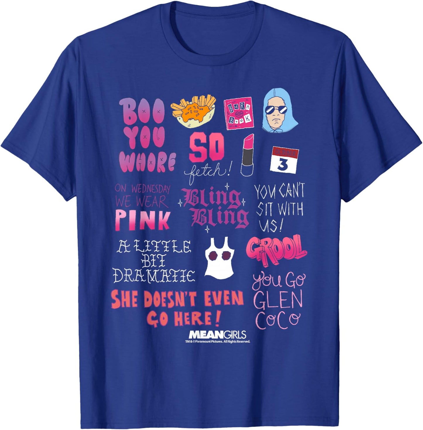 Mean Girls Pink Boo You Fetch Quotes Graphic T-Shirt - T-Shirt | Royal