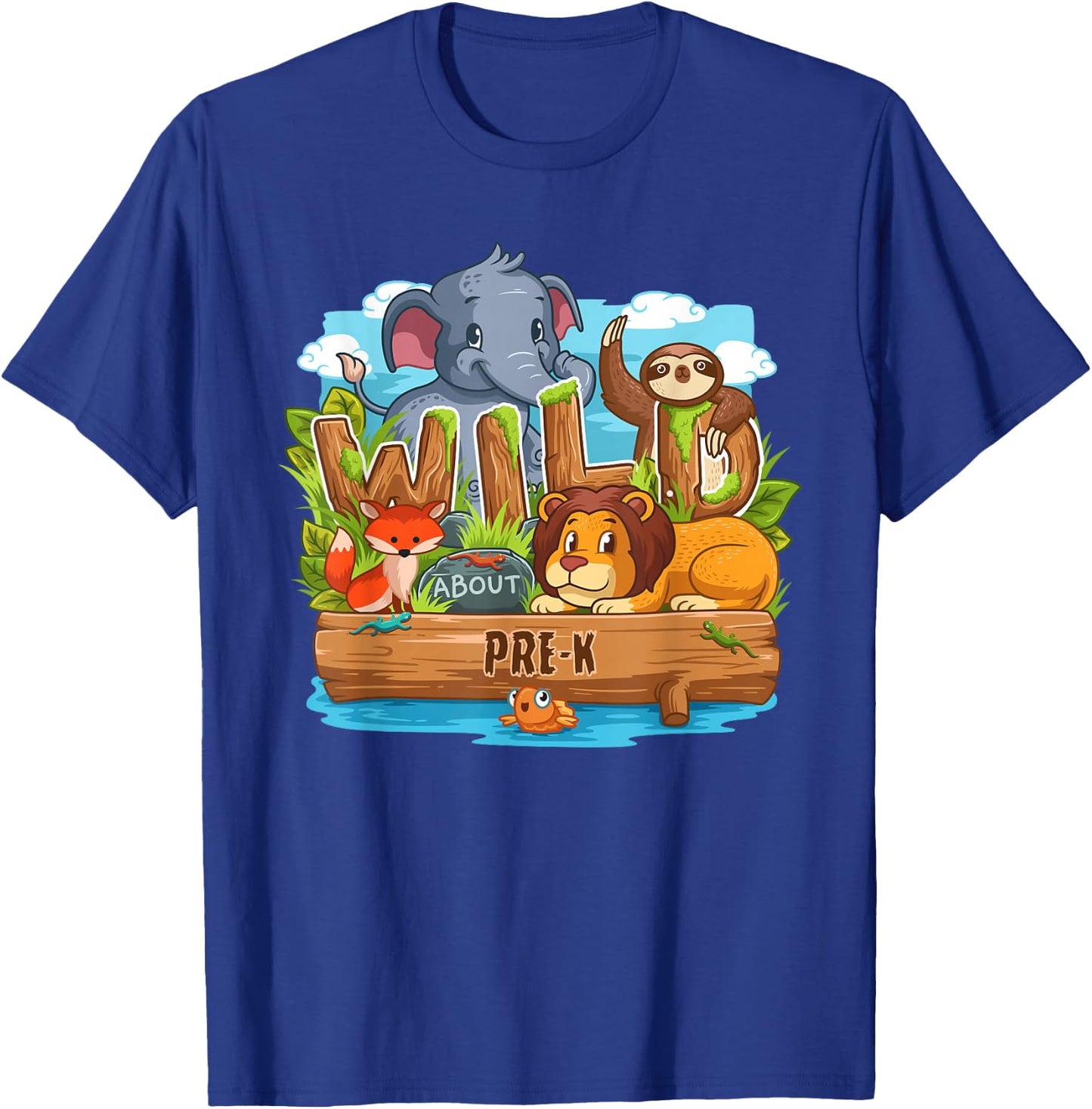 Wild About Pre-K Back To School Jungle Animals Gift T-Shirt - T-Shirt | Royal