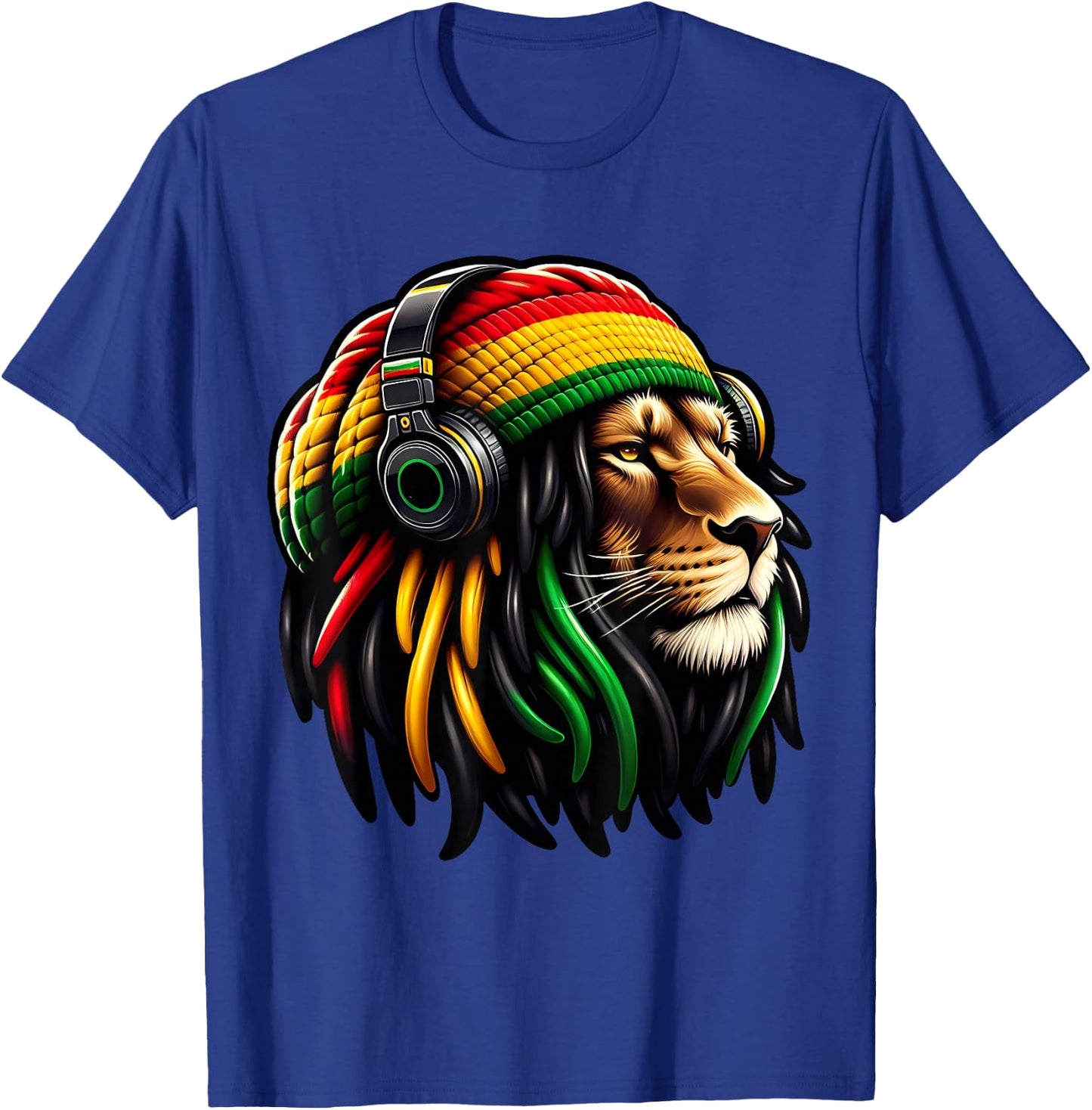 Jamaican Reggae Lion of Judah Rastafari Lion , black T-Shirt - T-Shirt | Royal
