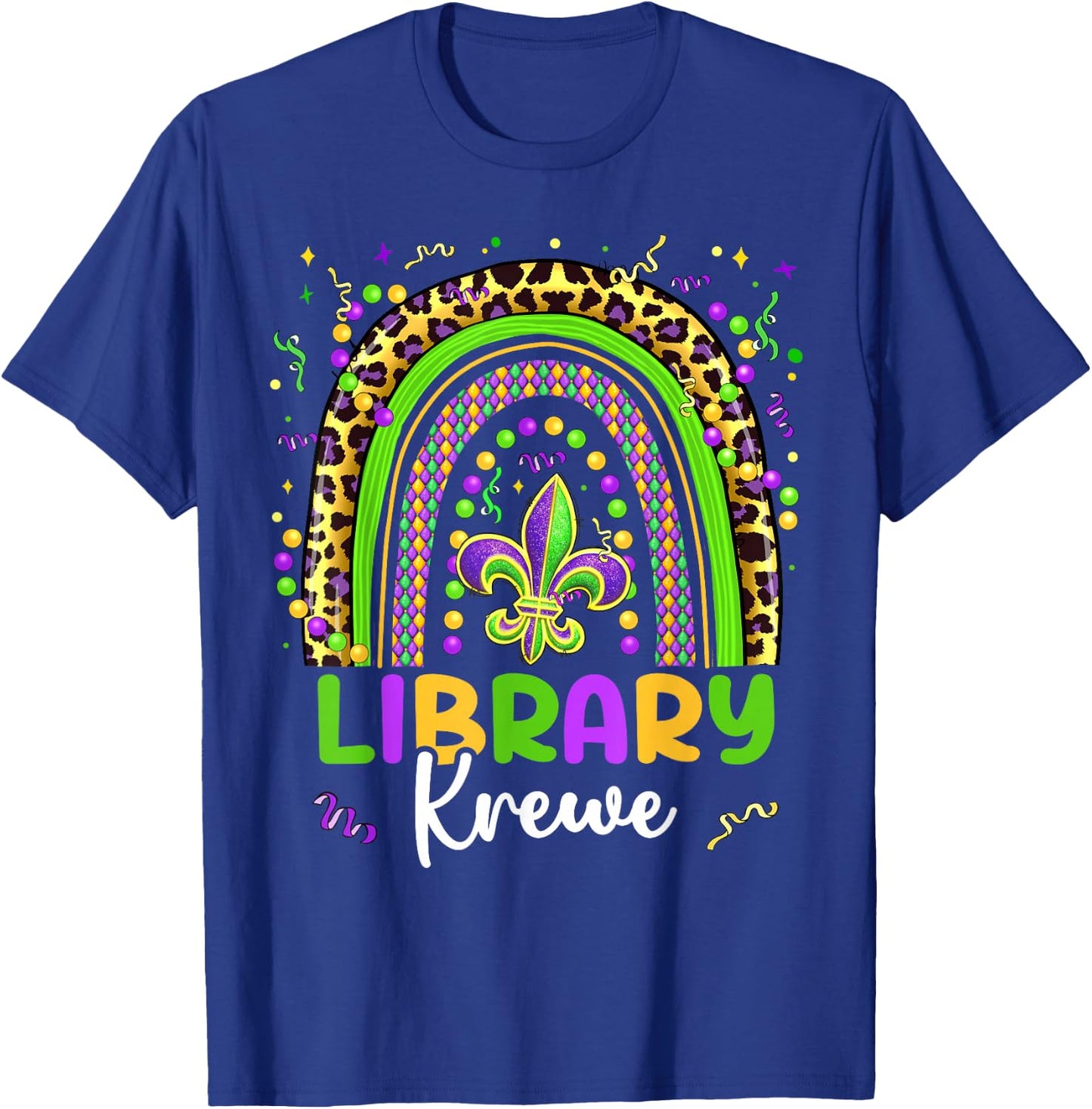 Mardi Gras Library Krewe Rainbow Librarian Parade Festival T-Shirt - T-Shirt | Royal