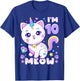 Birthday girl 10 years old, cat, unicorn, 10th birthday T-Shirt - T-Shirt | Royal