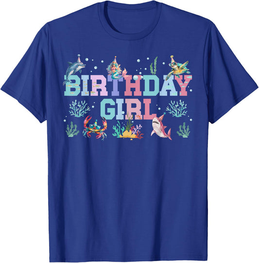 Ocean Animals Birthday Girl T-Shirt - T-Shirt | Royal