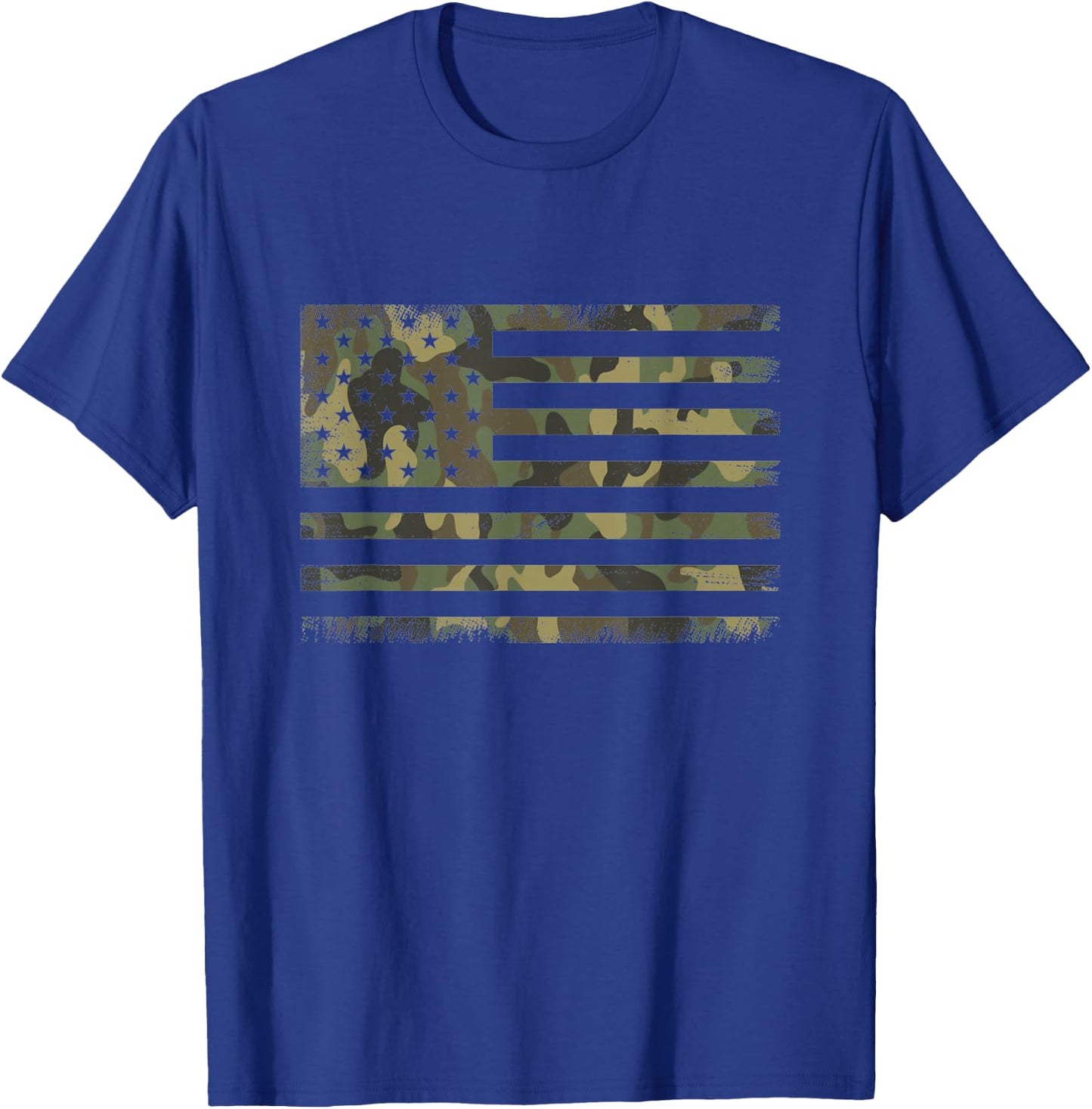 Camo American Flag USA Camouflage Men Boys Women Girls Kids T-Shirt - T-Shirt | Royal