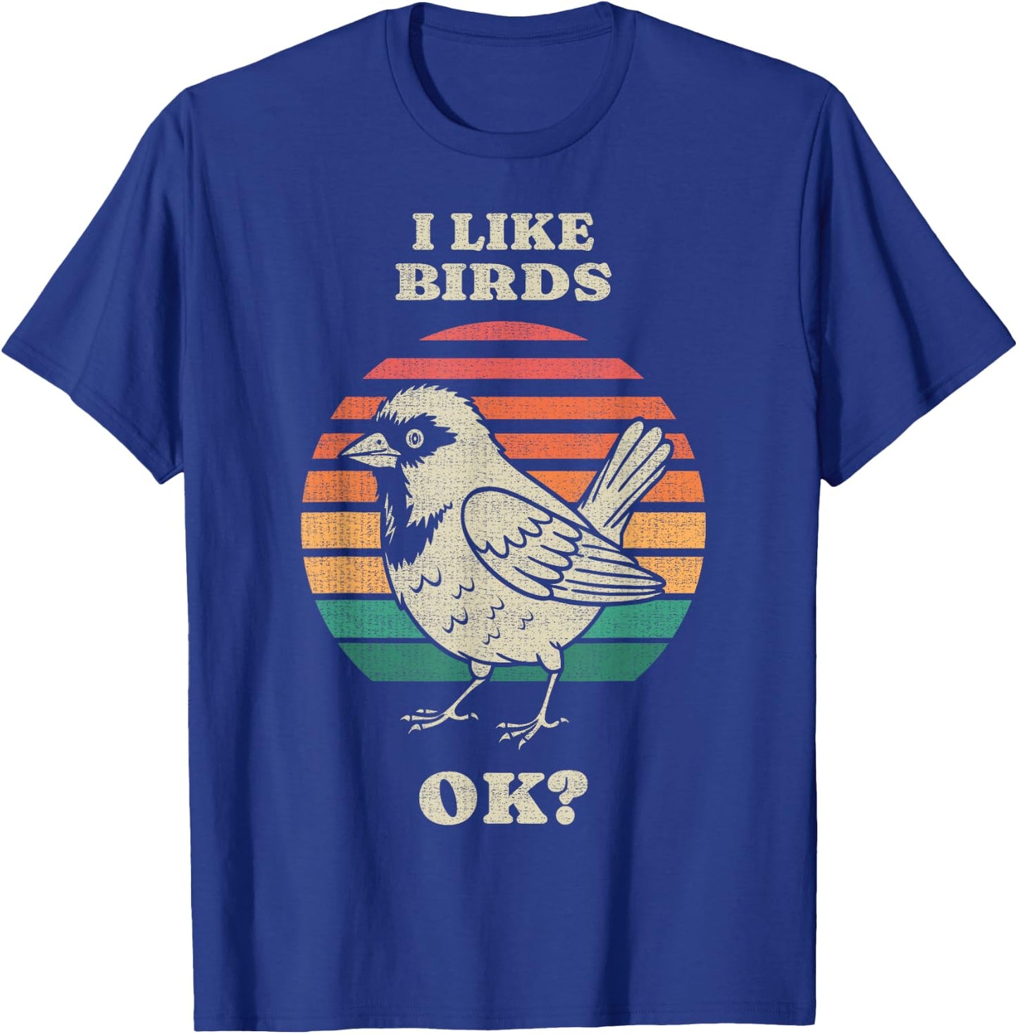 Funny Sparrow Bird Watching Birding Birdwatcher Retro 70s T-Shirt - T-Shirt | Royal