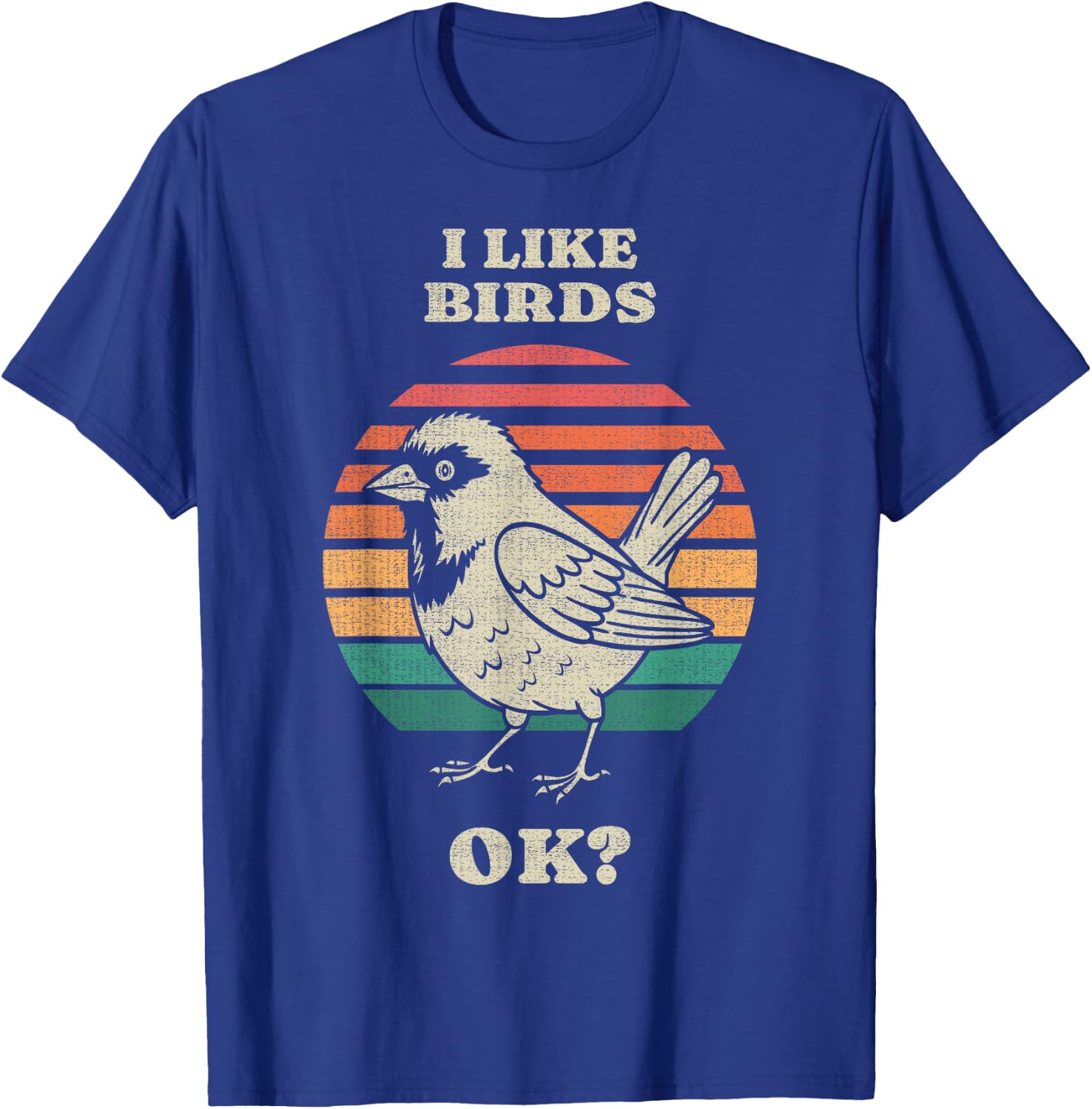Funny Sparrow Bird Watching Birding Birdwatcher Retro 70s T-Shirt - T-Shirt | Royal