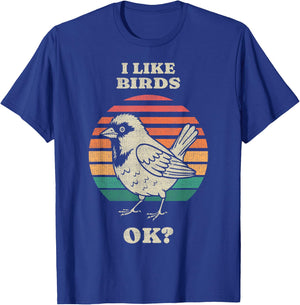 Funny Sparrow Bird Watching Birding Birdwatcher Retro 70s T-Shirt - T-Shirt | Royal