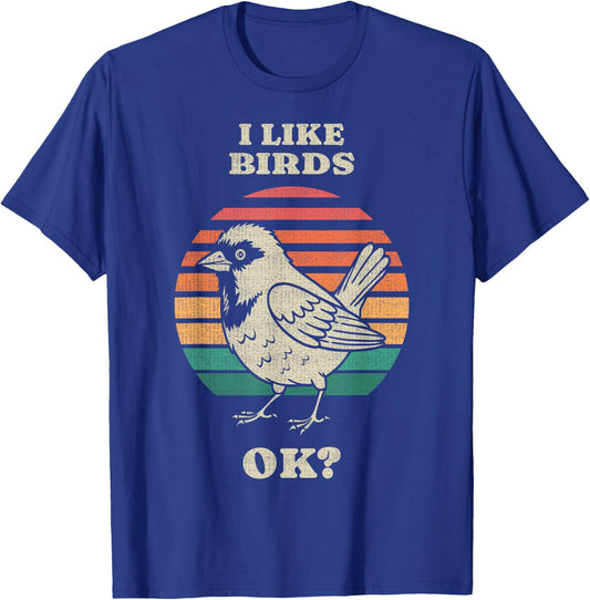 Funny Sparrow Bird Watching Birding Birdwatcher Retro 70s T-Shirt - T-Shirt | Royal