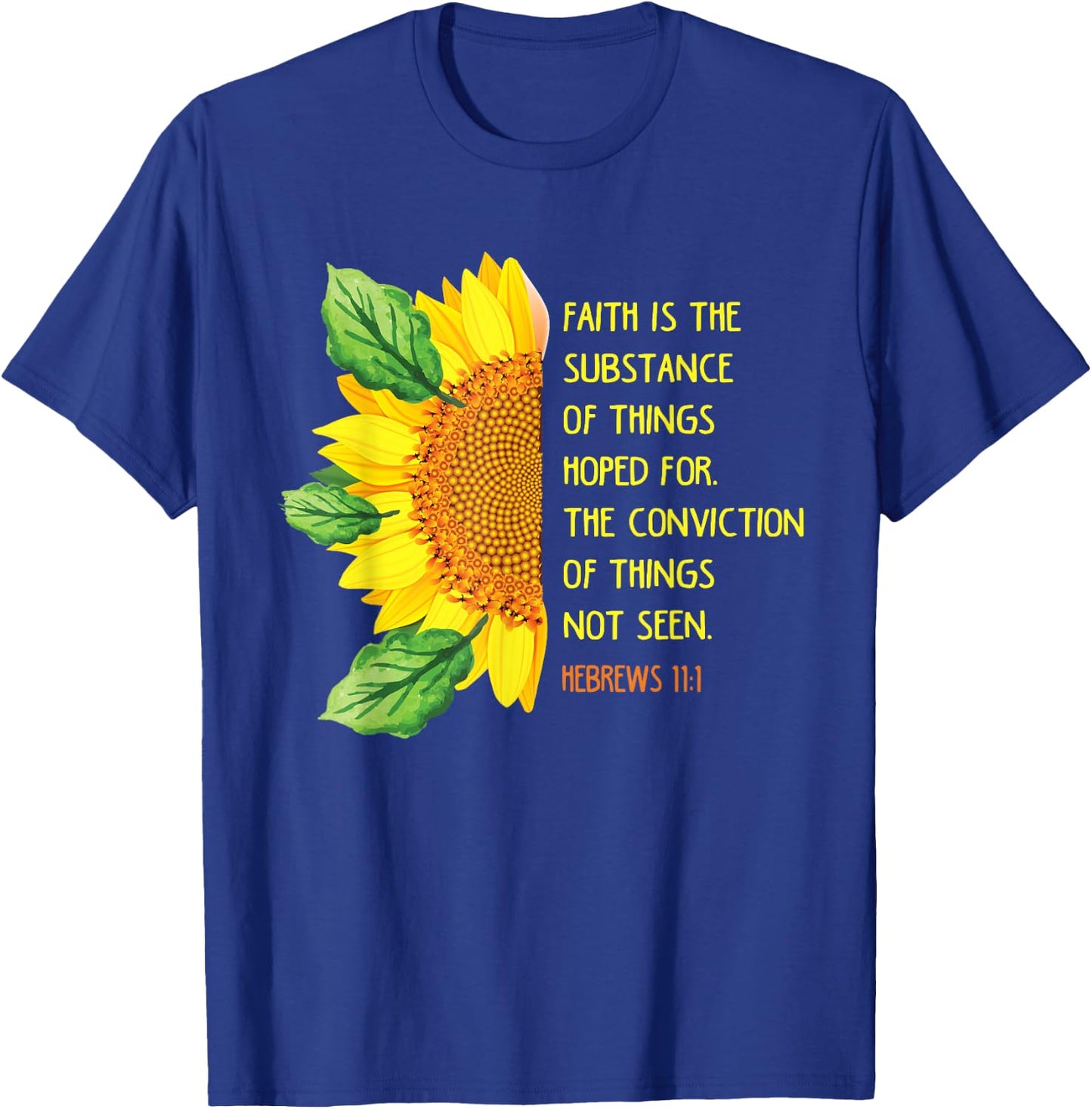 Hebrews 11:1 Christian Bible Verse Religious T-Shirt - T-Shirt | Royal