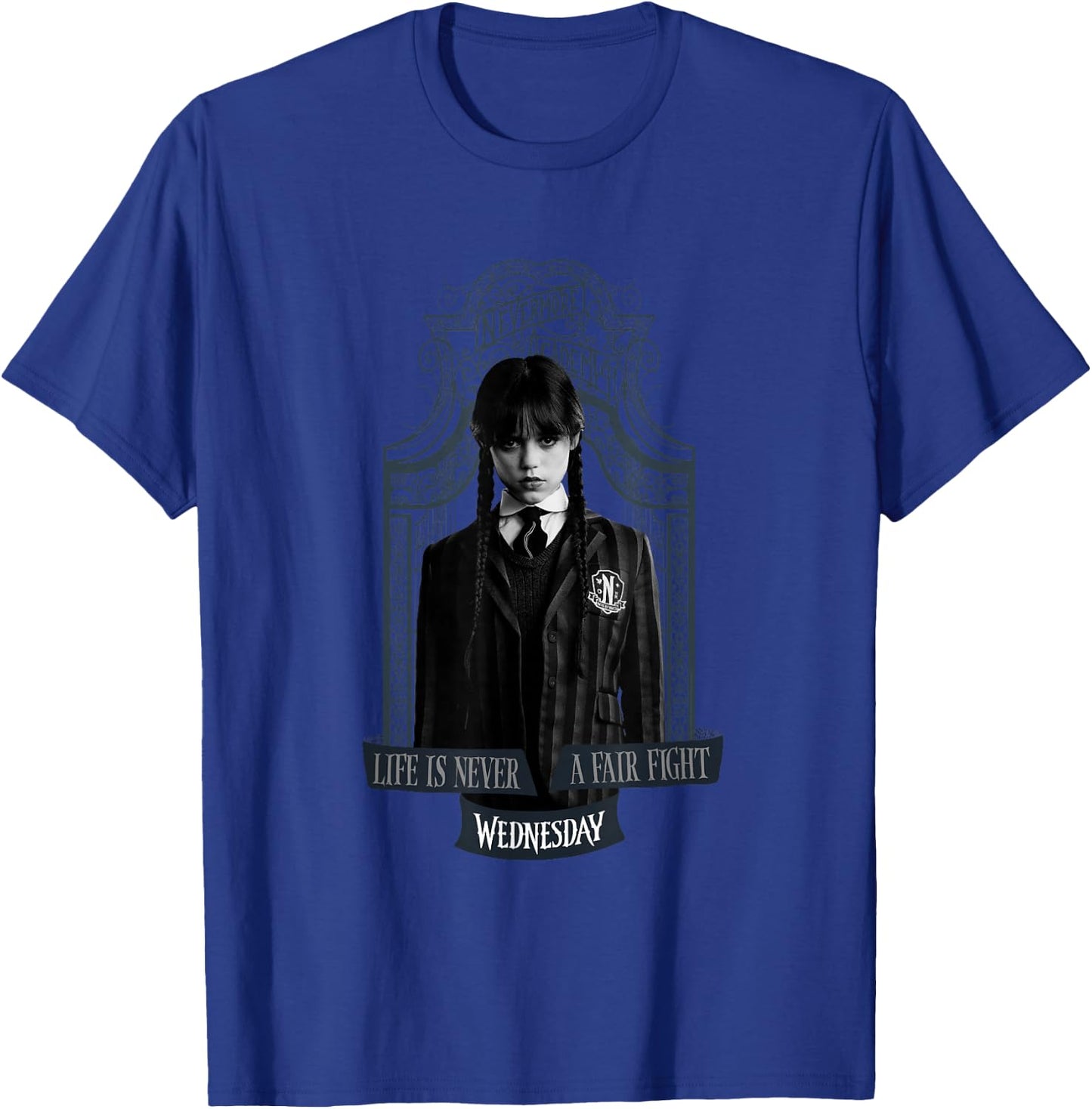 with German Text "Wednesday Das Leben ist niemals ein fairer Kampf" (German Language), black T-Shirt - T-Shirt | Royal
