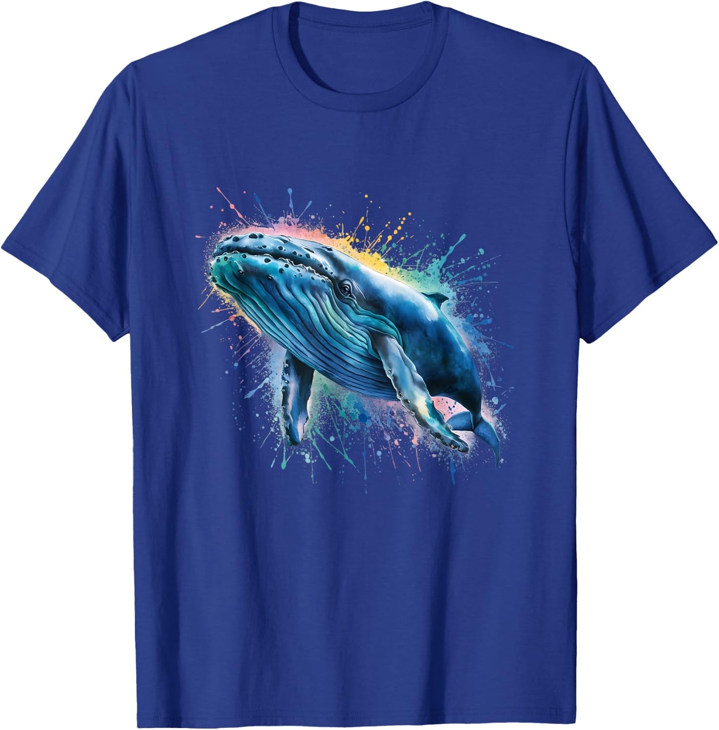 Blue Whale Men Woman Colorful Watercolor Blue Whale T-Shirt - T-Shirt | Royal