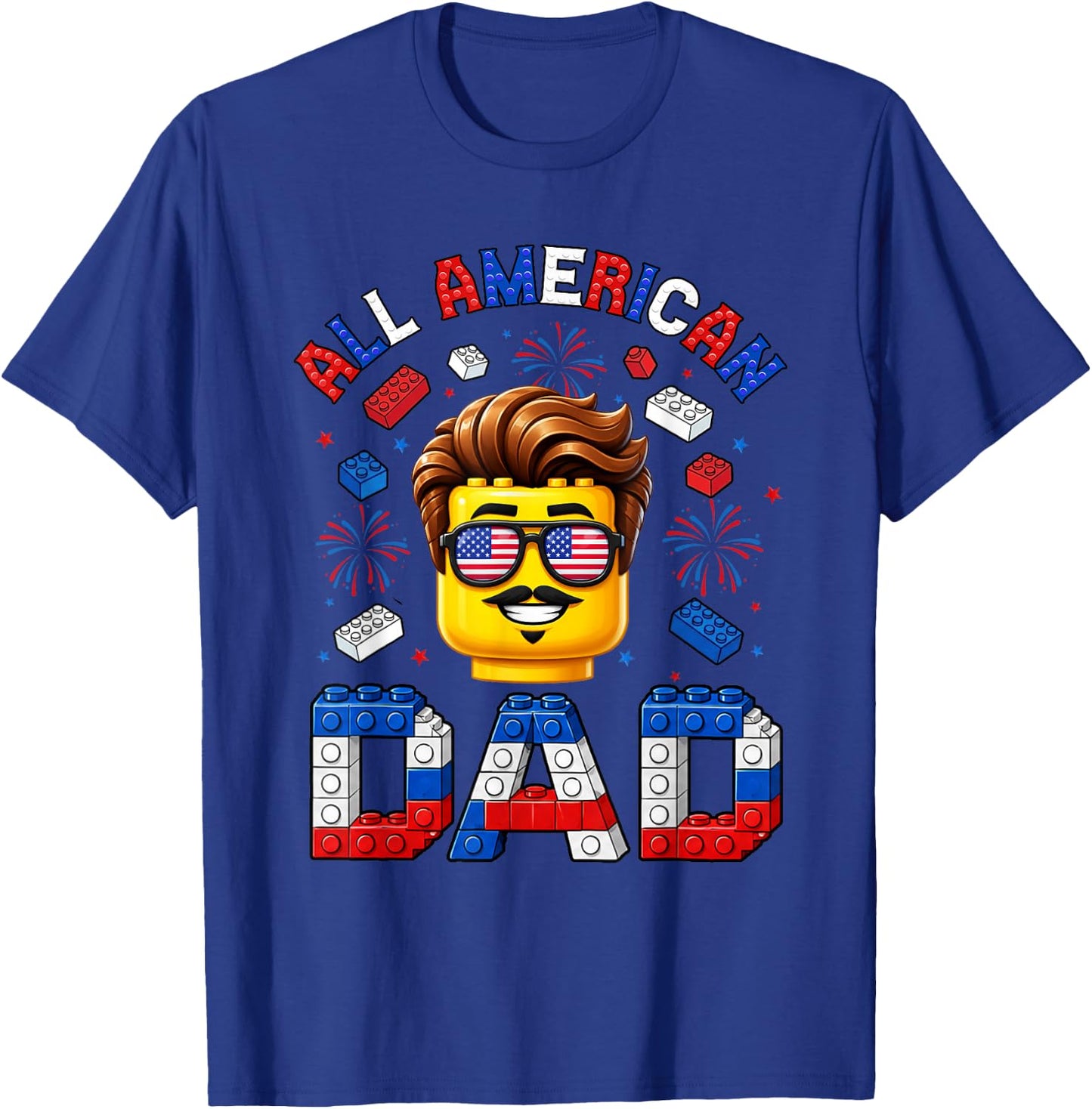 All American Dad 4th of July Master Builder Family Matching T-Shirt - T-Shirt | Royal