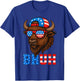 Funny Bison Bruh Patriotic 4th Of July Men Boys Kids T-Shirt - T-Shirt | Royal
