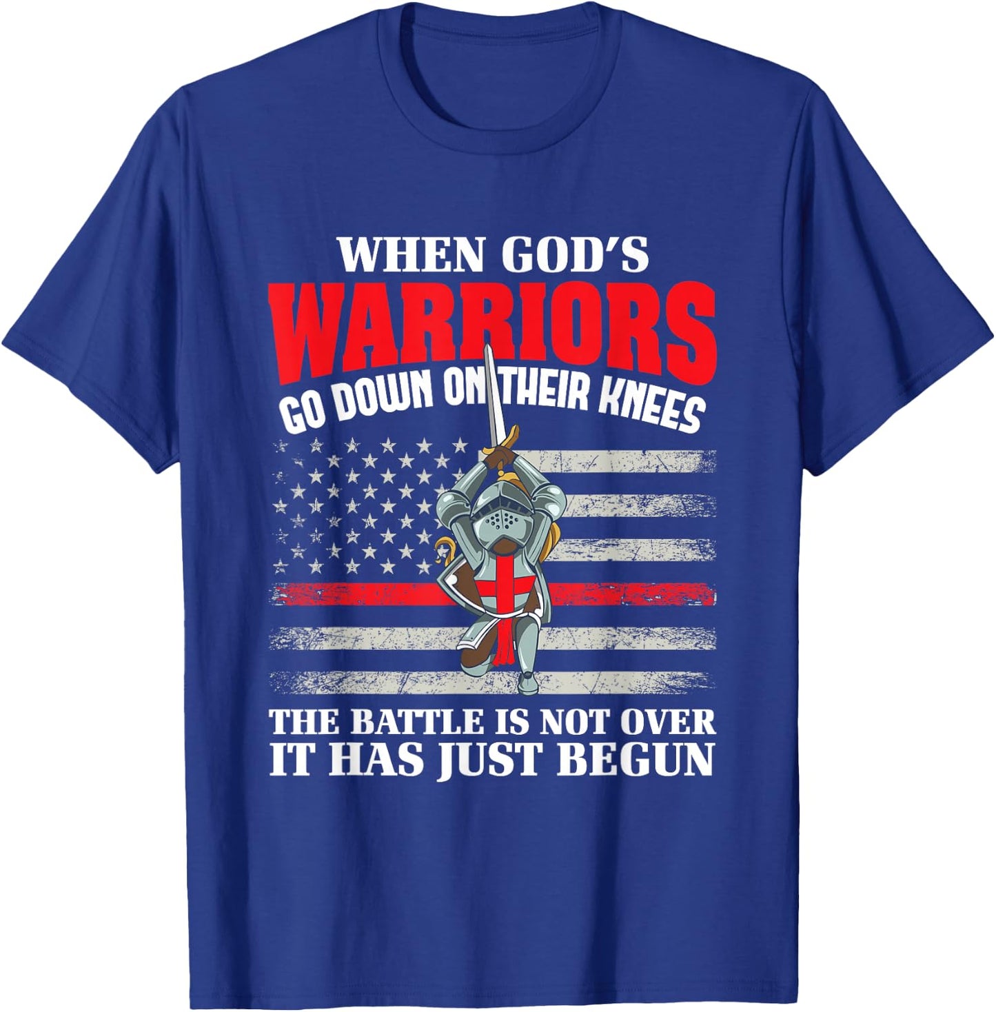 Gods Warrior Christian American Soldier US Flag Bible Prayer T-Shirt - T-Shirt | Royal