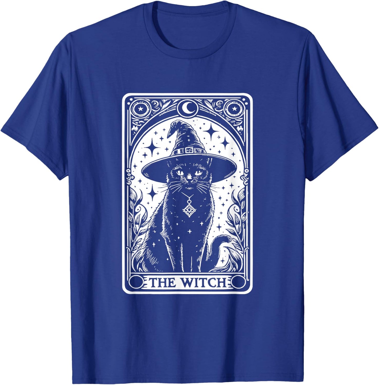 The Witch Cat Halloween Vintage Gothic Tarot Card , black T-Shirt - T-Shirt | Royal