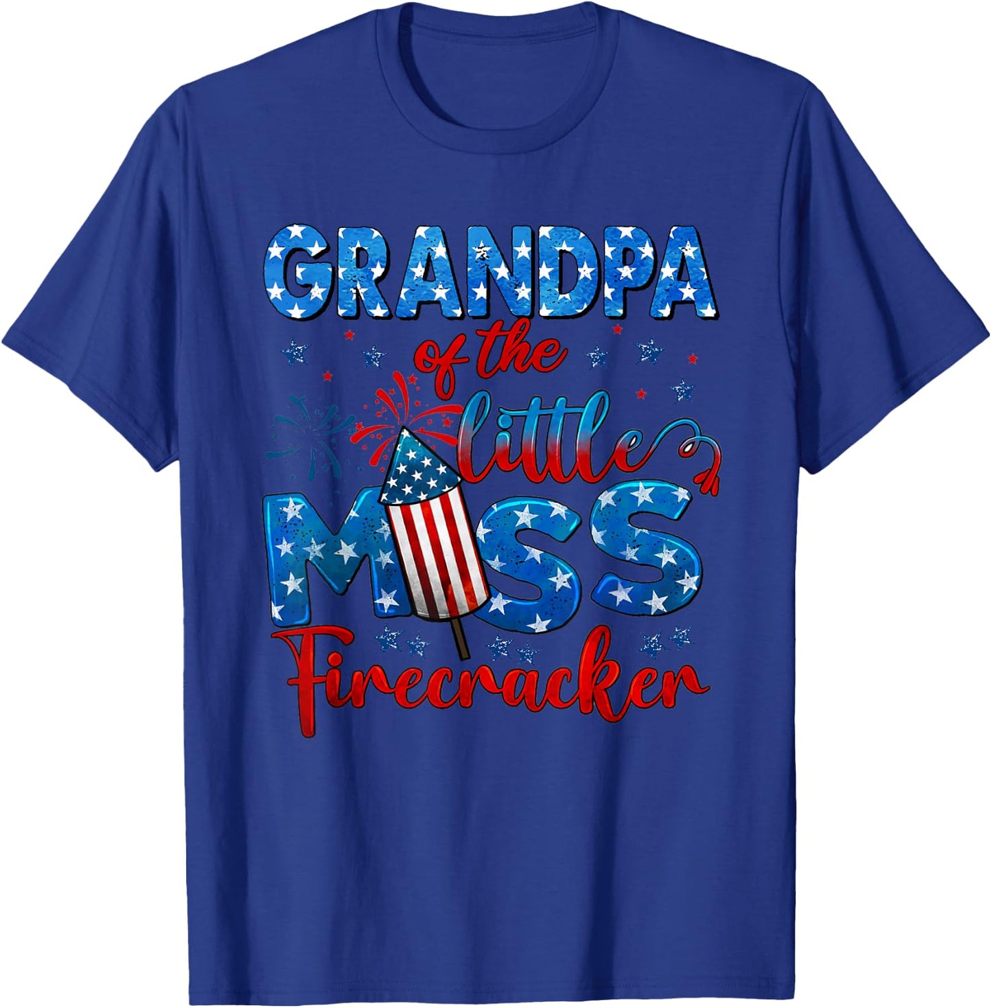 Grandpa of The Little Miss Firecracker 4th of July Birthday T-Shirt - T-Shirt | Royal